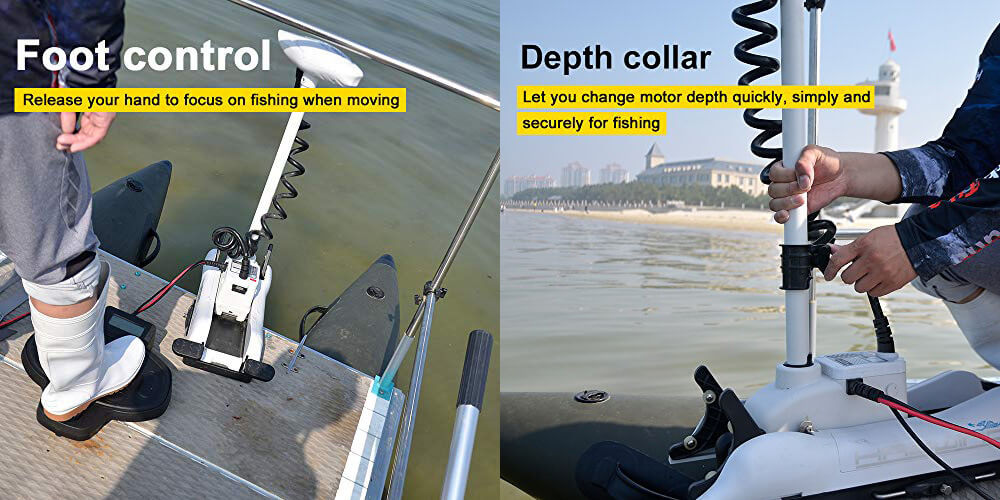 AQUOS Haswing Cayman motor has Wired Foot Control & Depth Collar
